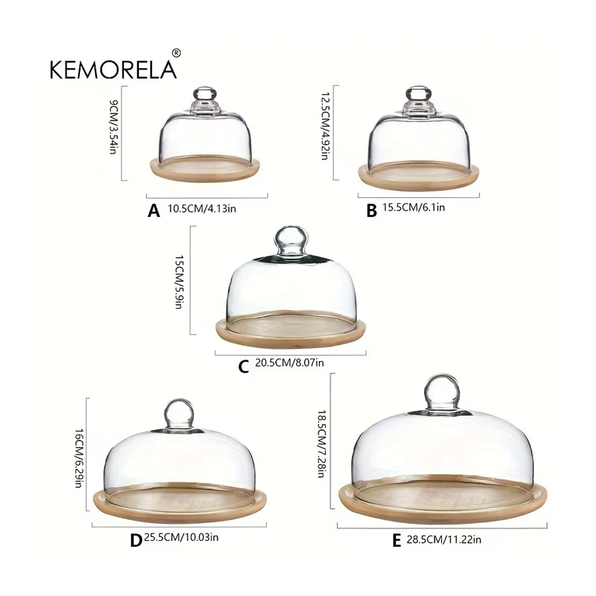 KEMORELA Bambus-Kuchenständer mit transparentem Glasdeckel, rundes Serviertablett aus Bambus und Glas in Braun für Desserts und Snacks - Bild 6