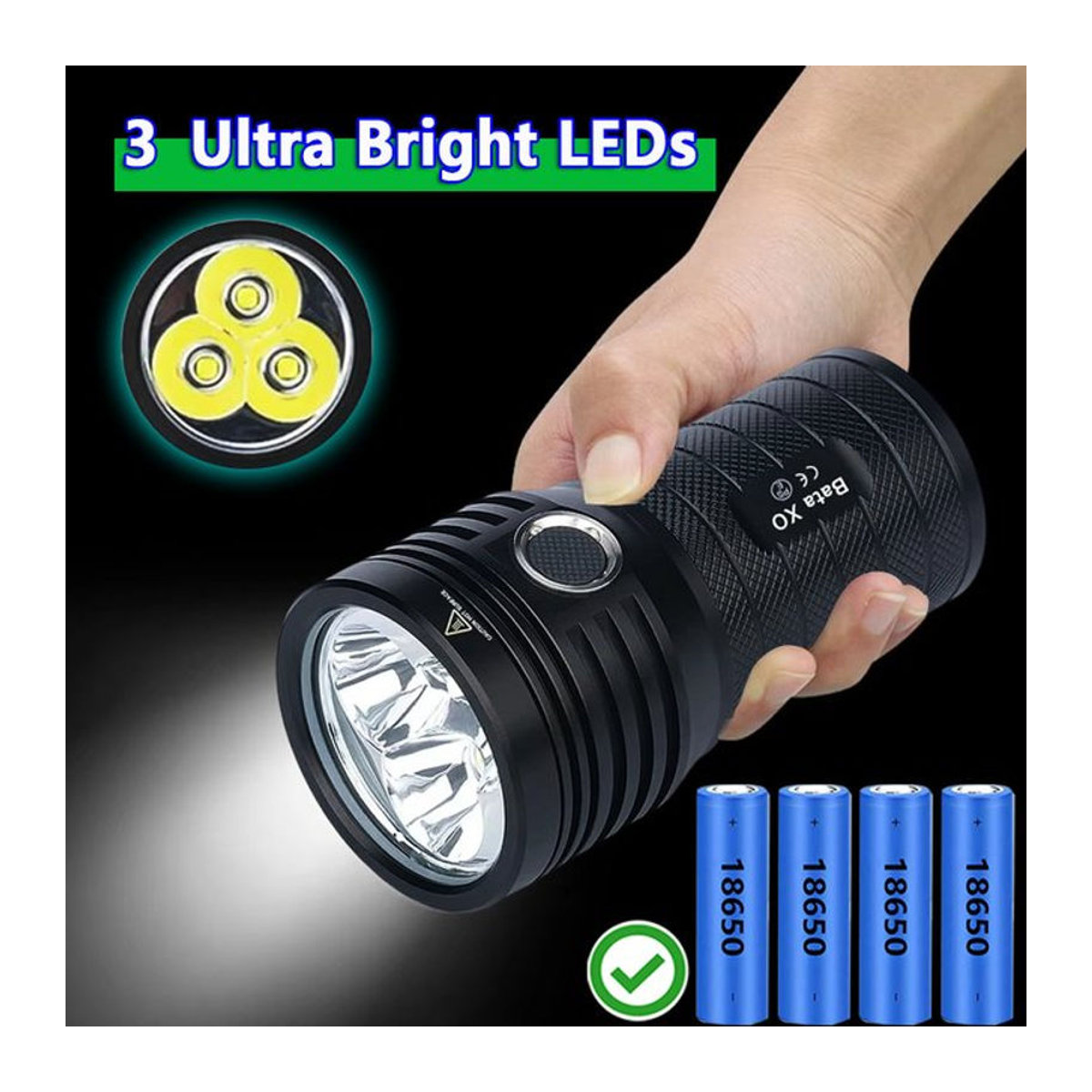 KENSUN Taktische LED Taschenlampe mit XHP90, USB aufladbar, leistungsstarke Handlampe für Camping und Outdoor - Bild 1