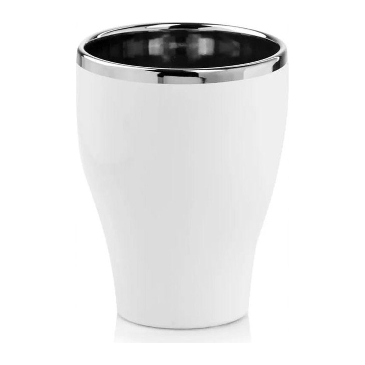 Keramik-Blumentopf für Topfpflanzen von Super Merchant, rund, weiß und silber, Durchmesser: 14 cm, Höhe: 18 cm - Bild 1
