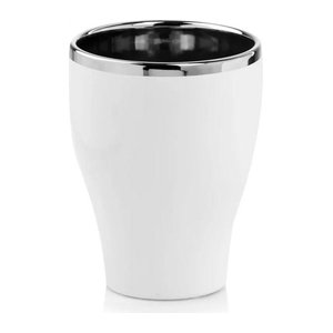 Keramik-Blumentopf für Topfpflanzen von Super Merchant, rund, weiß und silber, Durchmesser: 14 cm, Höhe: 18 cm