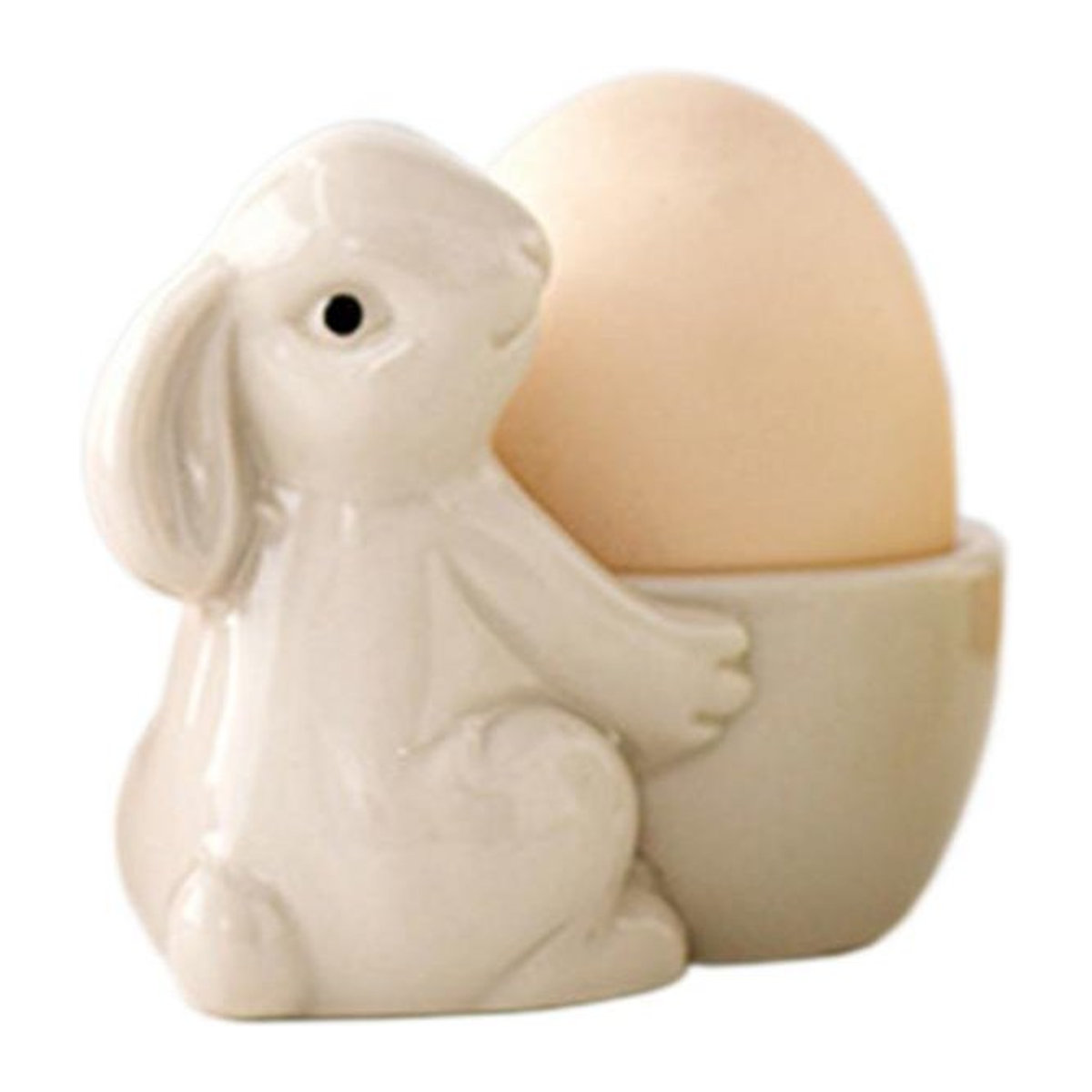Keramik-Eierbecher mit Hasenmotiv für Ostern in Pink und Weiß - Bild 1