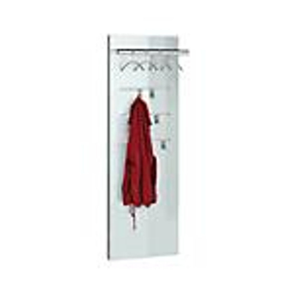 Kerkmann Wandgarderobe Lugano Glas in Weiß mit Holzkorpus, Edelstahl und Glas, inklusive 4 Haken und 4 Bügeln, B/T/H: 50 x 28 x 150 cm - Bild 3