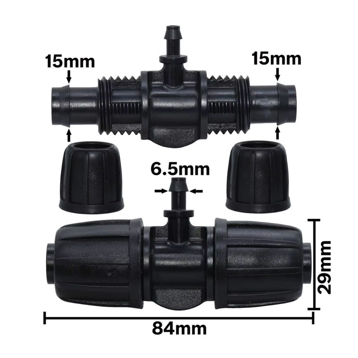 KESLA 10er Set T-Stecker mit Gewinde für Gartenbewässerung zur Verbindung von 16mm 1/2'' PE-Schläuchen auf 4/7mm Micro-Rohre - Bild 3