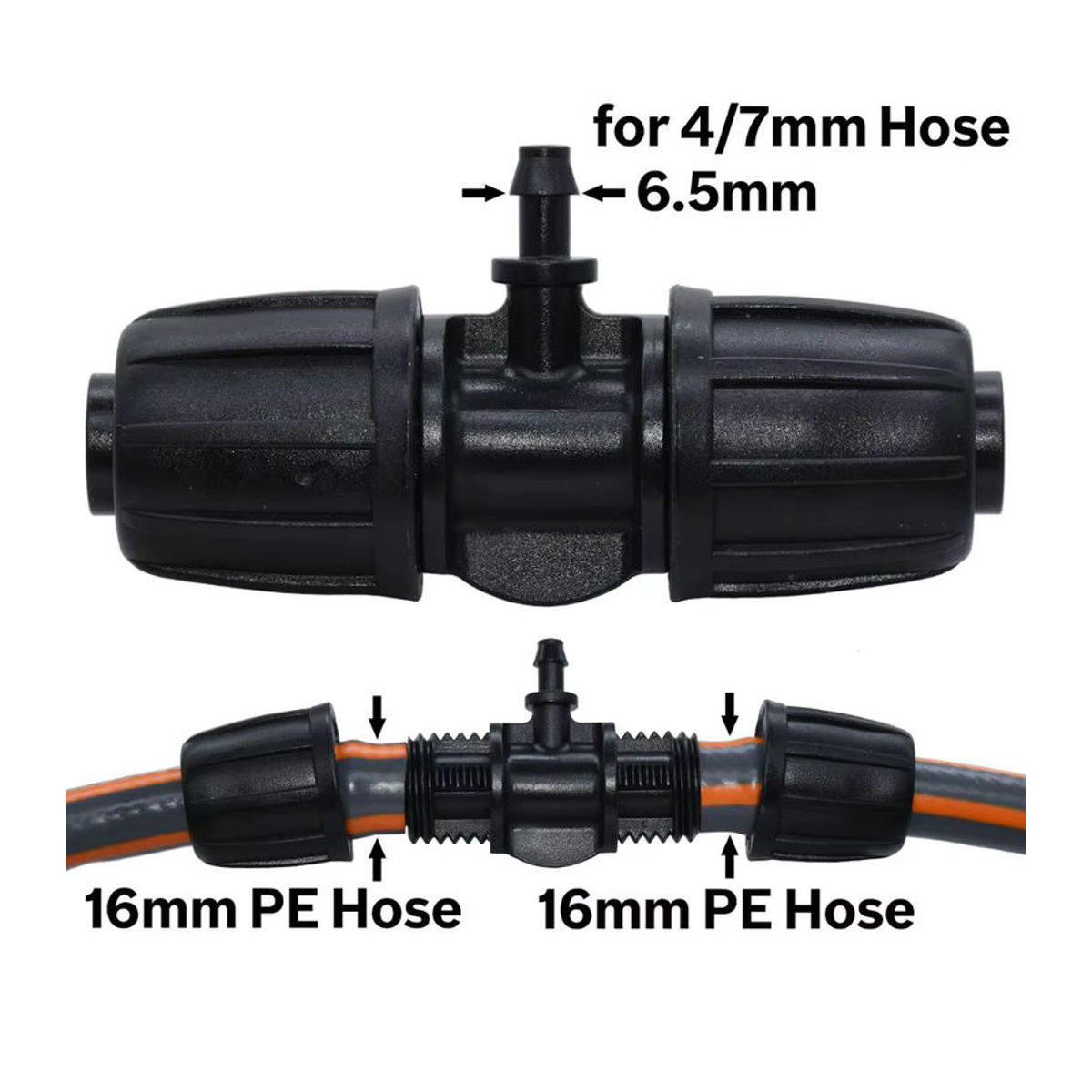 KESLA 10er Set T-Stecker mit Gewinde für Gartenbewässerung zur Verbindung von 16mm 1/2'' PE-Schläuchen auf 4/7mm Micro-Rohre - Bild 4