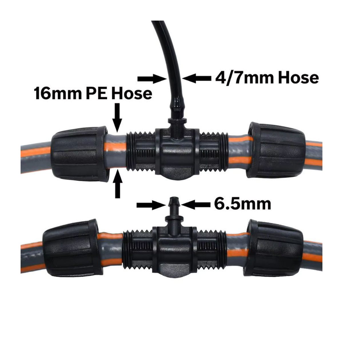KESLA 10er Set T-Stecker mit Gewinde für Gartenbewässerung zur Verbindung von 16mm 1/2'' PE-Schläuchen auf 4/7mm Micro-Rohre - Bild 5