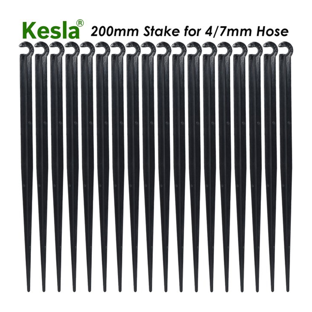 KESLA Garten Bewässerungs-Erdspieße aus Kunststoff für 4/7mm Tropfschläuche, Farbe: Schwarz - Bild 1