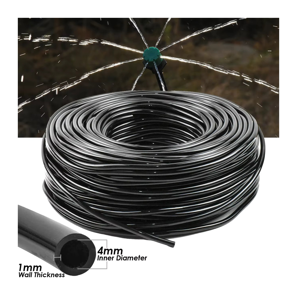 KESLA Garten Bewässerungsschlauch aus PVC mit Schnellstecker für Micro Drip Systeme, Schwarz, 4/7mm - Bild 3