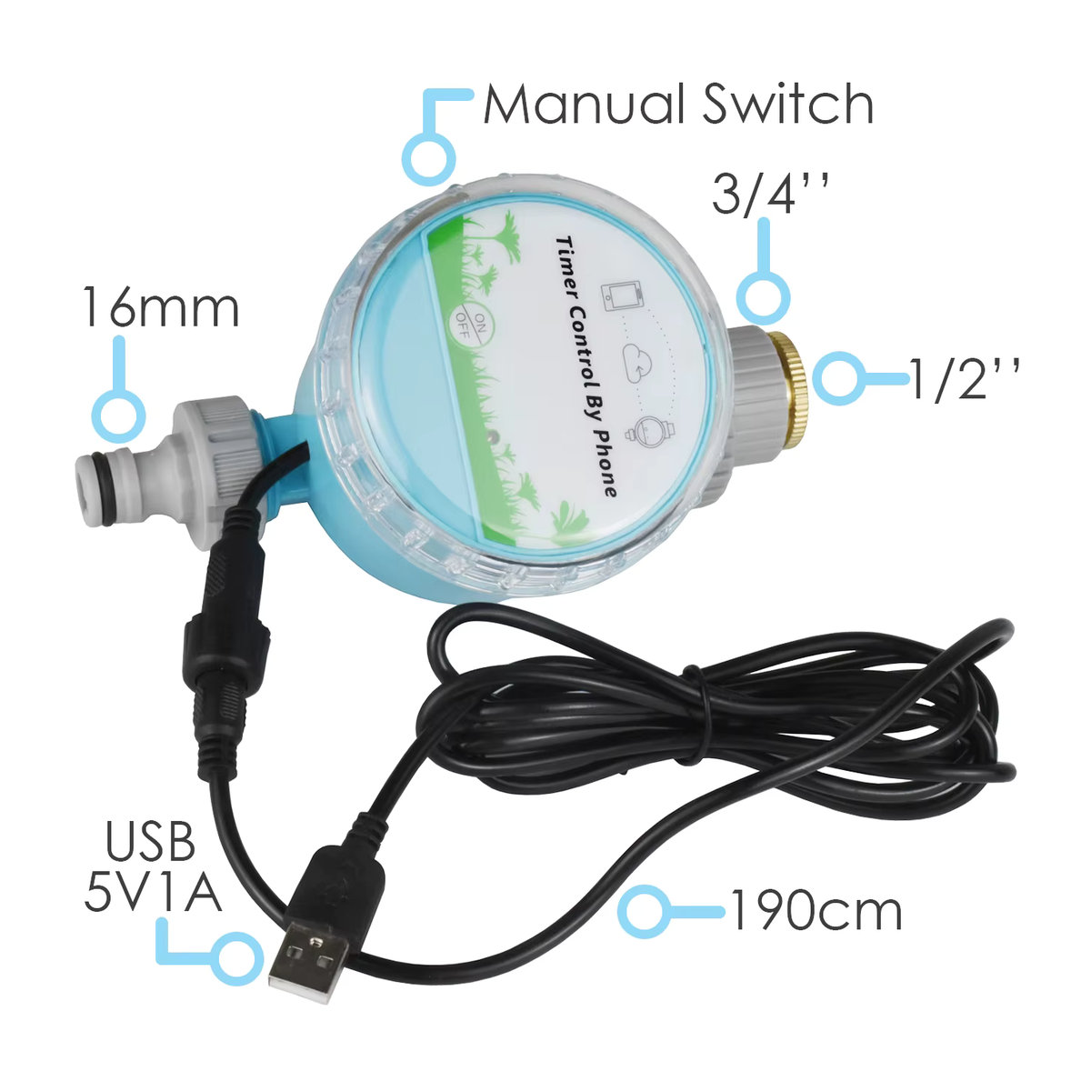 KESLA Intelligenter WLAN Bewässerungstimer mit integriertem Gateway für Garten und Gewächshaus, Blau - Bild 2