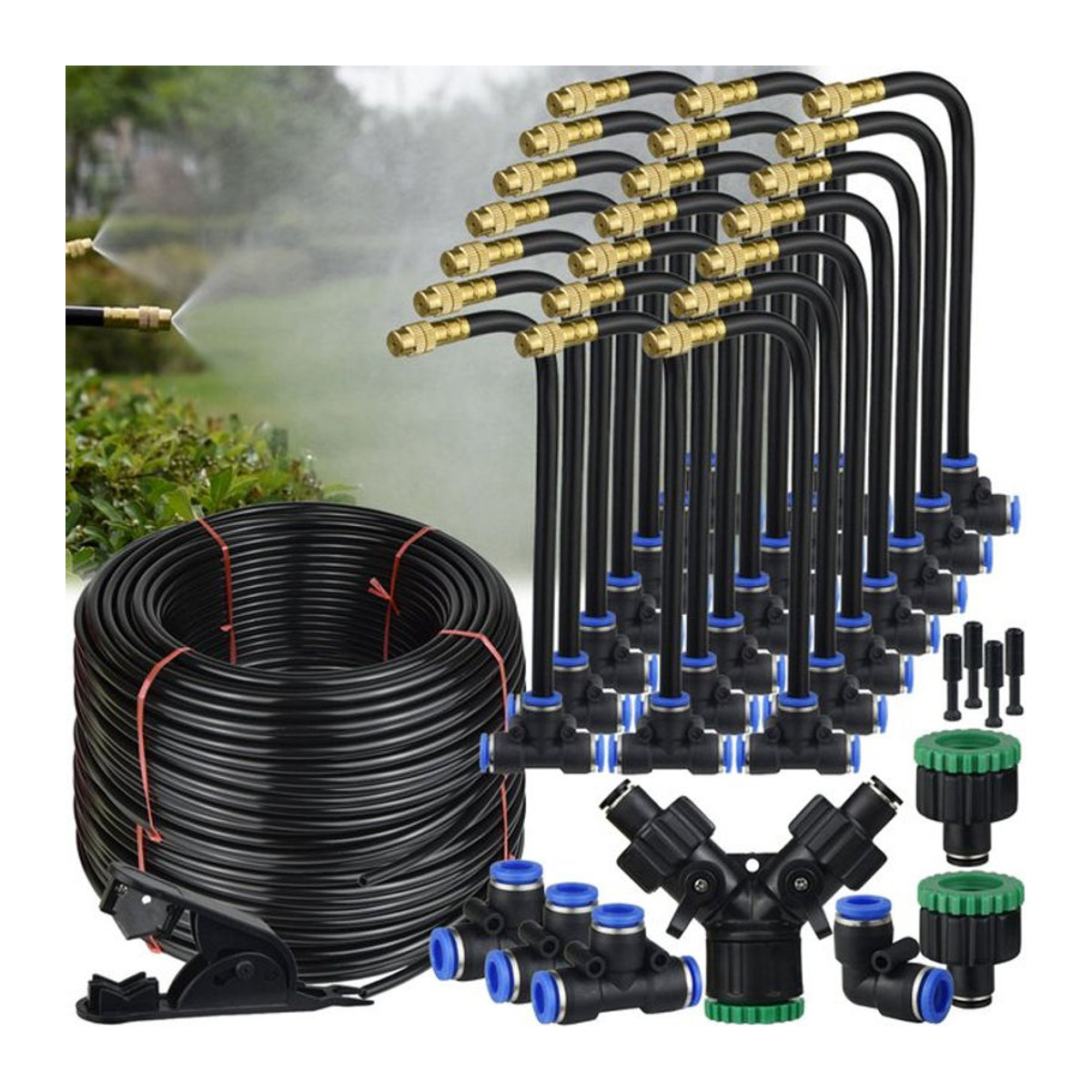 KESLA Nebelkühlsystem mit 5/8 mm Düsen-Zerstäubersprüher für die Gartenbewässerung, 360 Grad verstellbar, 5-30 m - Bild 1