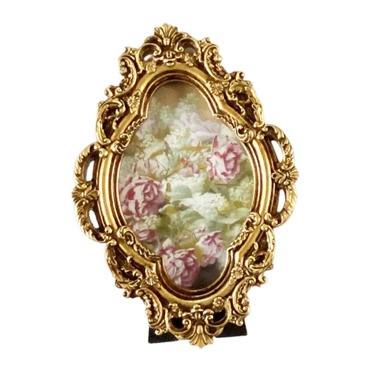 Kesoto Bilderrahmen aus Kunstharz in Gold mit floralem Design und ovaler Form für Tischaufstellung oder Wandmontage - Bild 1