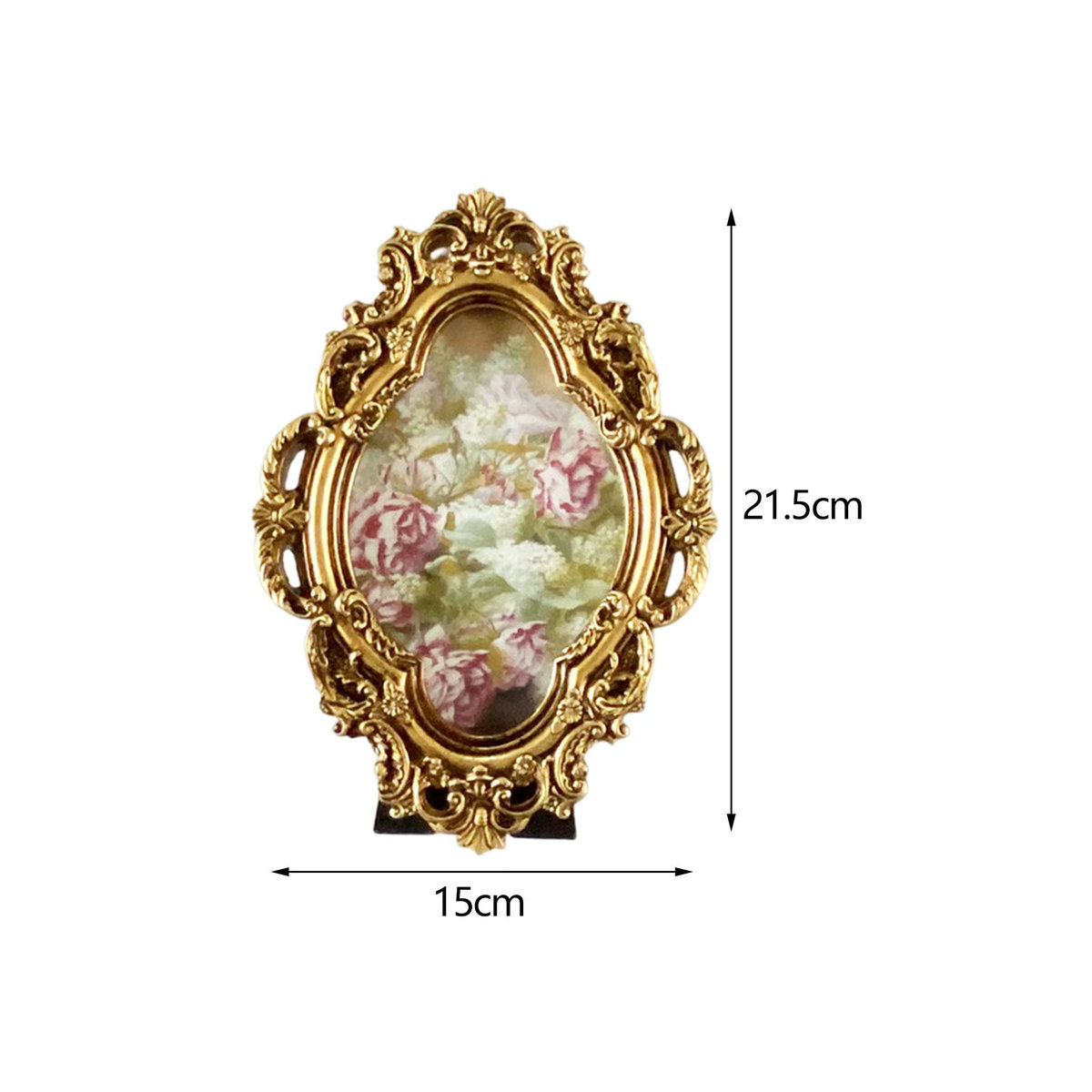 Kesoto Bilderrahmen aus Kunstharz in Gold mit floralem Design und ovaler Form für Tischaufstellung oder Wandmontage - Bild 5