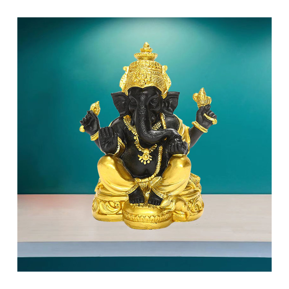 Kesoto Buddha Statue aus Kunstharz in Mehrfarbig als orientalische Dekoration für Wohnzimmer oder Auto Armaturenbrett - Bild 3