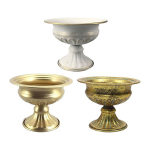 Kesoto Dekorative Blumenvase aus Metall in Gold und Mehrfarbig, Bauchige Vase für Schnittblumen und Topfpflanzen