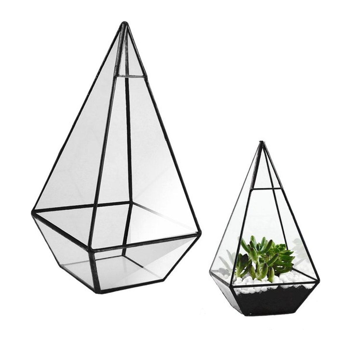 Kesoto Geometrisches Glas-Terrarium in Pyramidenform, Schwarz, B/T/H: 12 x 12 x 24 cm - Bild 1