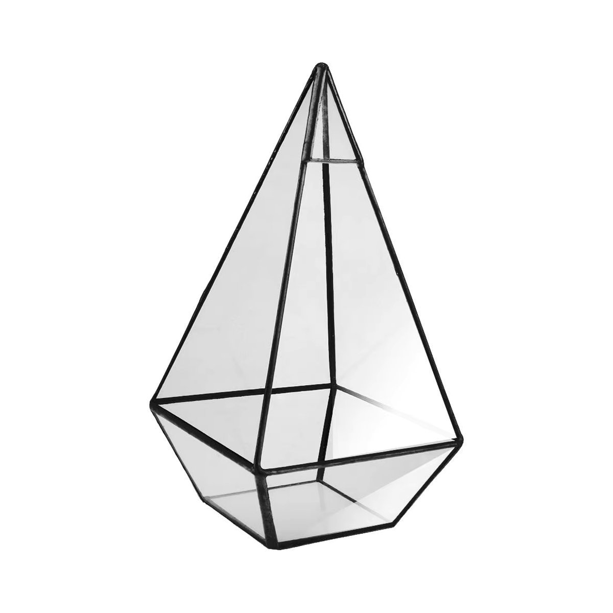 Kesoto Geometrisches Glas-Terrarium in Pyramidenform, Schwarz, B/T/H: 12 x 12 x 24 cm - Bild 2