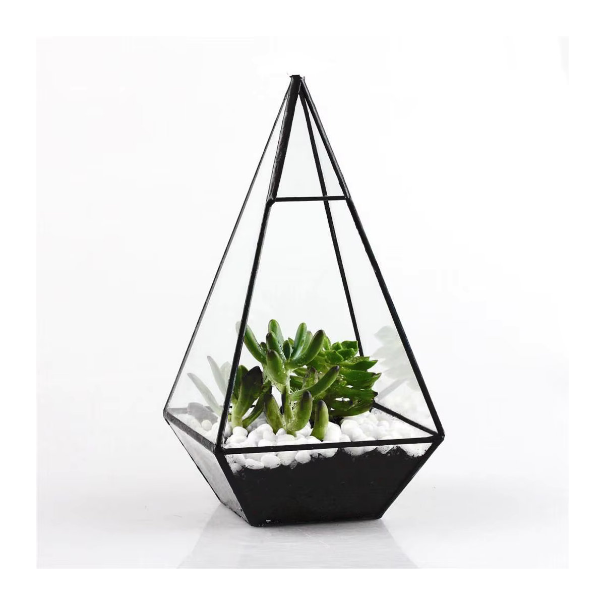 Kesoto Geometrisches Glas-Terrarium in Pyramidenform, Schwarz, B/T/H: 12 x 12 x 24 cm - Bild 3