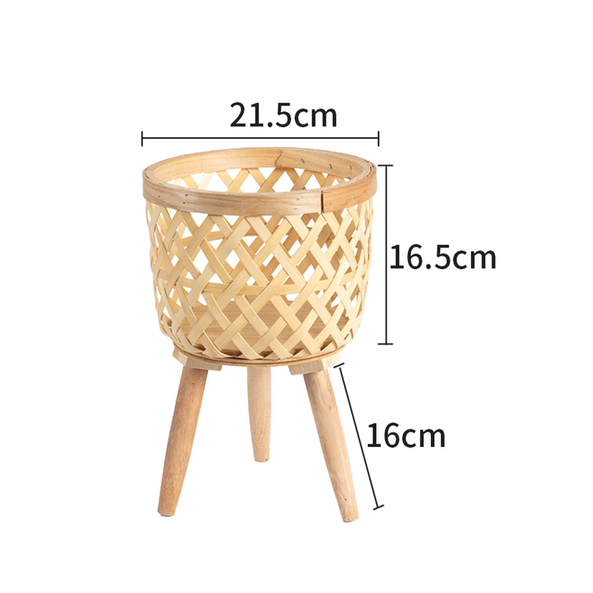 Kesoto Handgewebter Blumenkorb aus Bambus in Beige, Rund und Stehend im Skandinavischen Design - Bild 4