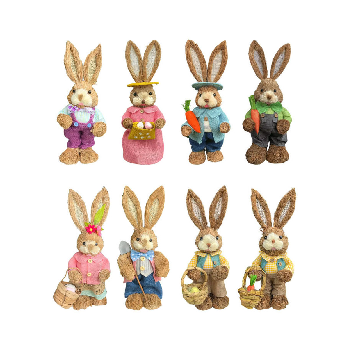 Kesoto Kaninchen Figur aus Stroh als Ostern Dekoration im Landhausstil, mehrfarbig - Bild 2