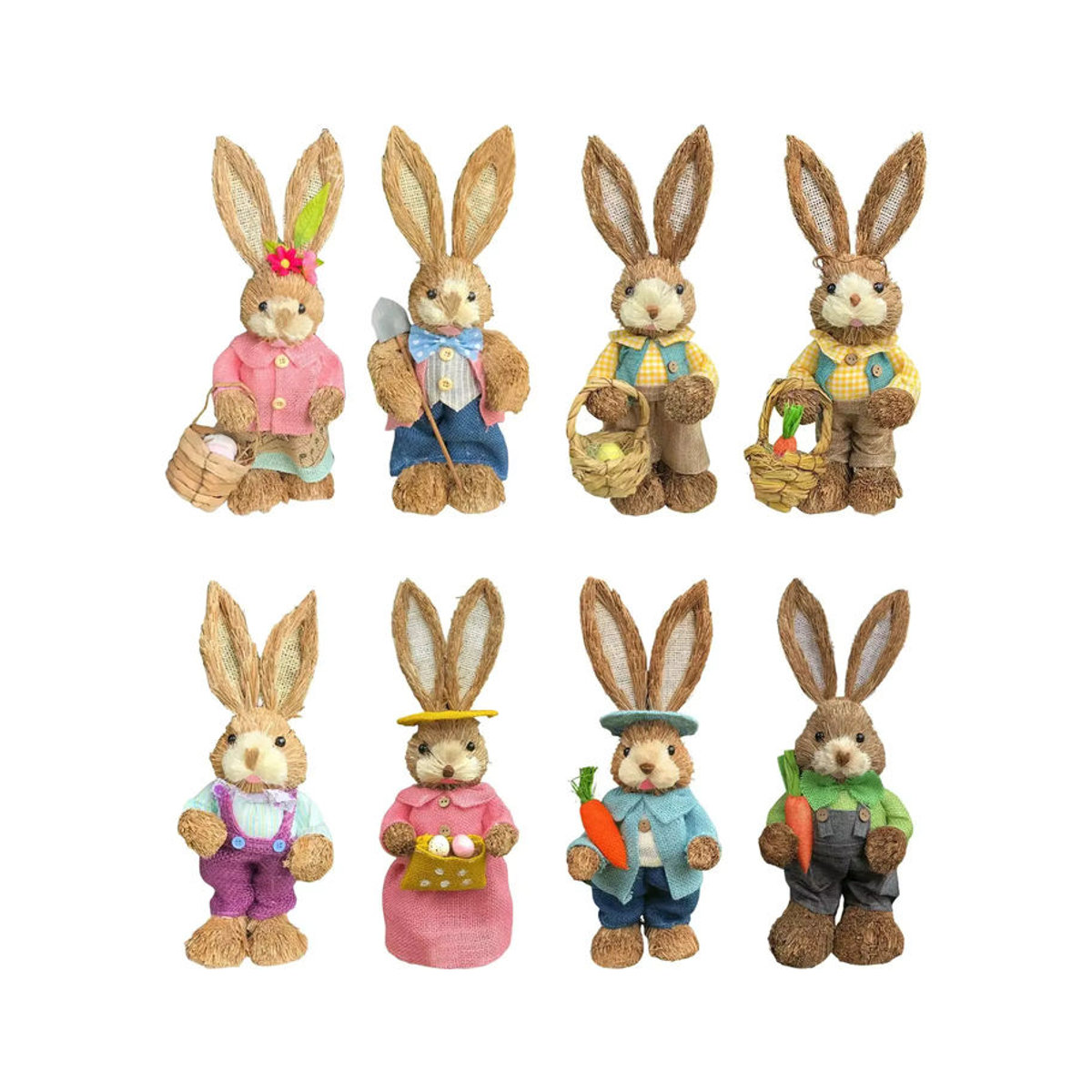 Kesoto Kaninchen Figur aus Stroh als Ostern Dekoration im Landhausstil, mehrfarbig - Bild 7