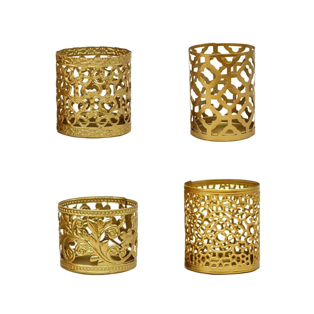 Kesoto Kerzenhalter aus Metall in Gold mit floralem Design für Teelichter - Bild 3