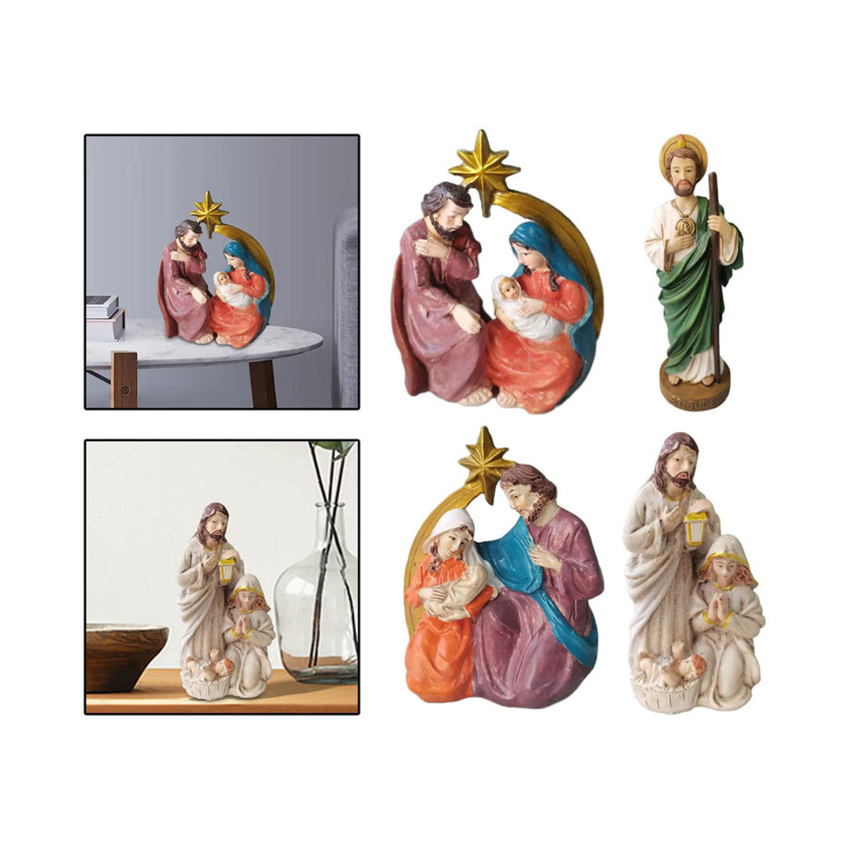 Kesoto Krippe Figurenset mit Baby Jesus aus Kunstharz, mehrfarbig, klassische Weihnachtsdekoration - Bild 3