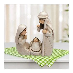 Kesoto Krippe Heilige Familie Skulptur aus Kunstharz in Weiß für die Weihnachtsdekoration