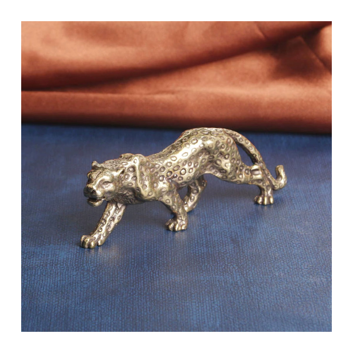 Kesoto Leopard Statue Panther Figur aus Kupfer und Gold in Metalloptik als handgefertigtes Sammlerstück für deine Tischdekoration - Bild 3