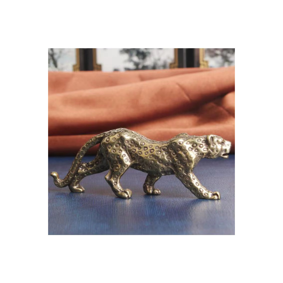 Kesoto Leopard Statue Panther Figur aus Kupfer und Gold in Metalloptik als handgefertigtes Sammlerstück für deine Tischdekoration - Bild 7