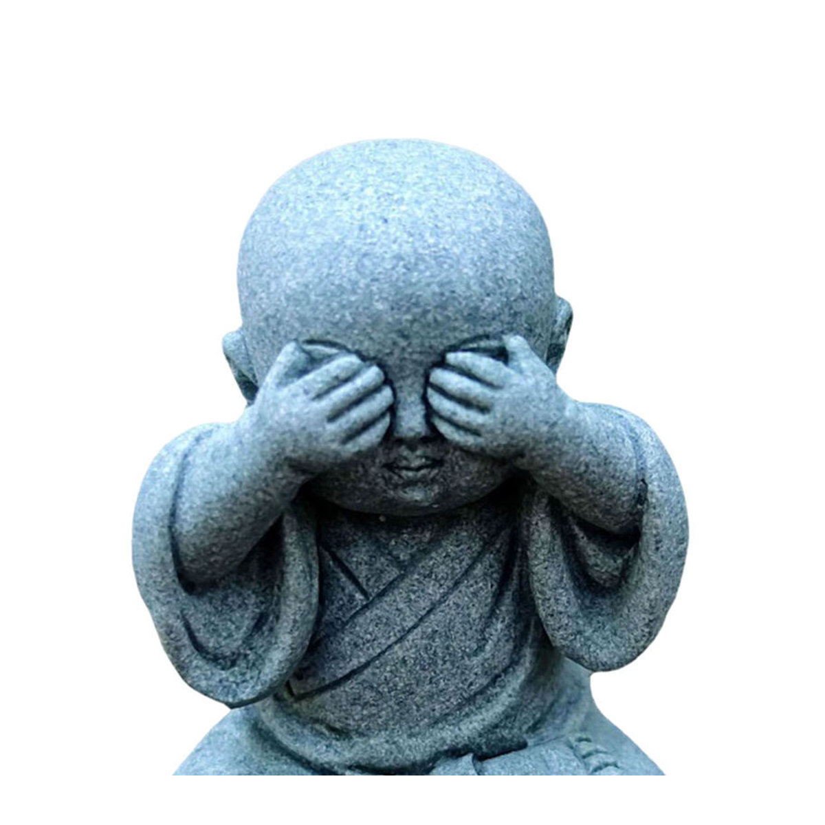 Kesoto Mini Buddha Statue aus Kunstharz in Grau als orientalische Mönch Figur für Desktop und Büro Dekor - Bild 6