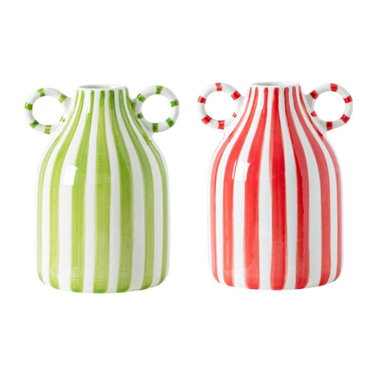 Kesoto Porzellanvase in Rot und Mehrfarbig mit zwei Griffen im Landhausstil für Schnittblumen und Topfpflanzen - Bild 1
