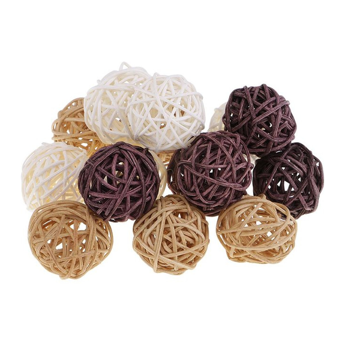 Kesoto Rattan Deko-Kugeln in mehrfarbig, geometrische Dekoration für Schalen, Vasen und Couchtische im Bohemian Stil, Durchmesser: 3 cm, 5 cm und 7 cm - Bild 1