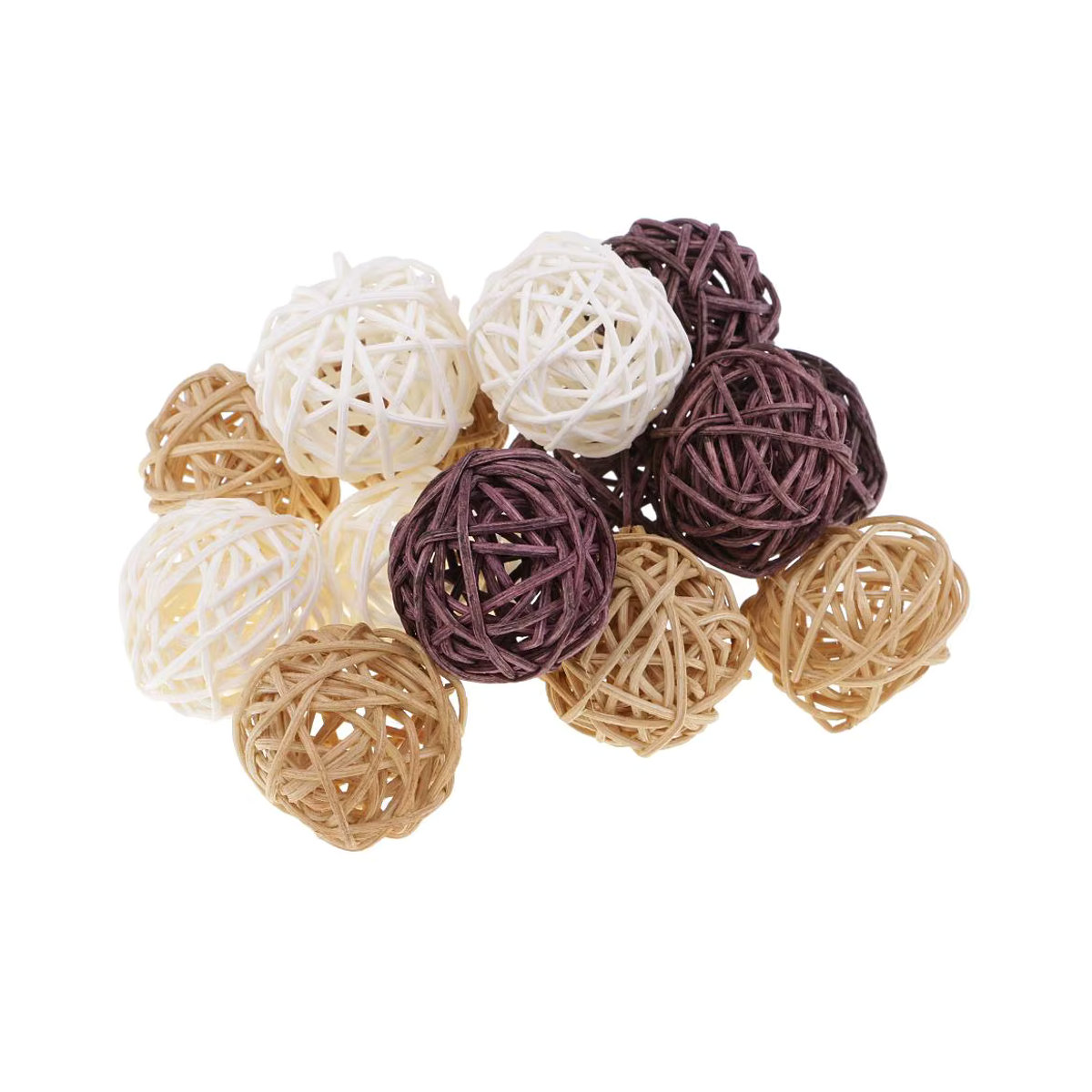 Kesoto Rattan Deko-Kugeln in mehrfarbig, geometrische Dekoration für Schalen, Vasen und Couchtische im Bohemian Stil, Durchmesser: 3 cm, 5 cm und 7 cm - Bild 2