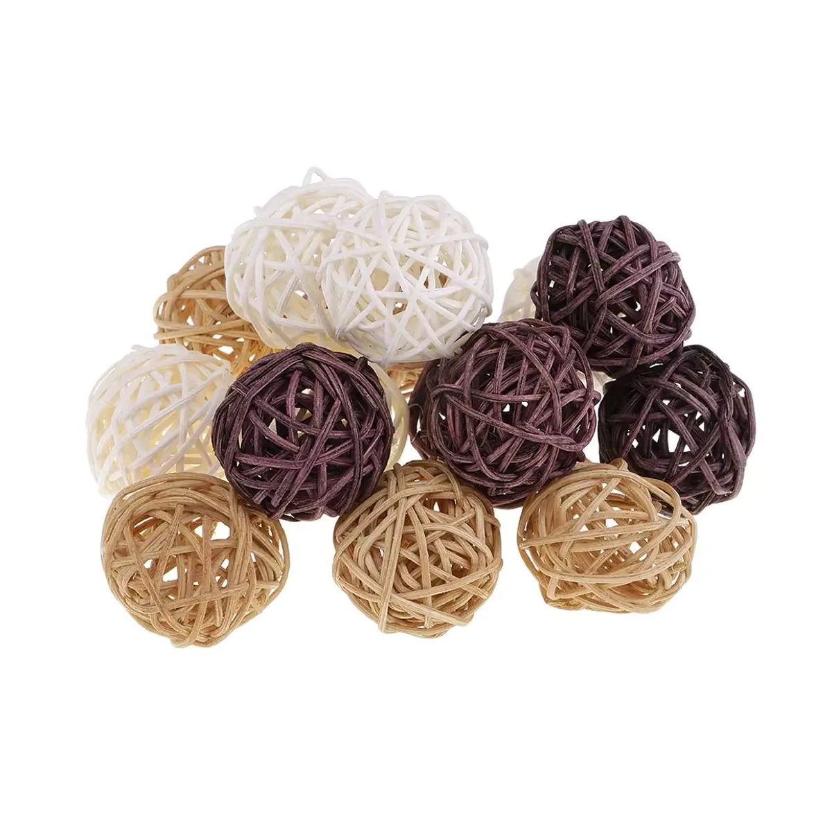 Kesoto Rattan Deko-Kugeln in mehrfarbig, geometrische Dekoration für Schalen, Vasen und Couchtische im Bohemian Stil, Durchmesser: 3 cm, 5 cm und 7 cm - Bild 7