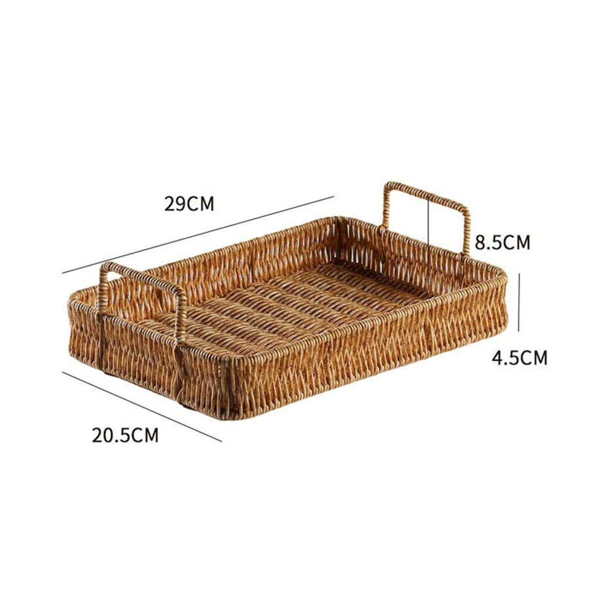 Kesoto Rechteckiges Serviertablett aus Rattan in Braun für Dekoration und Küchenorganisation - Bild 6