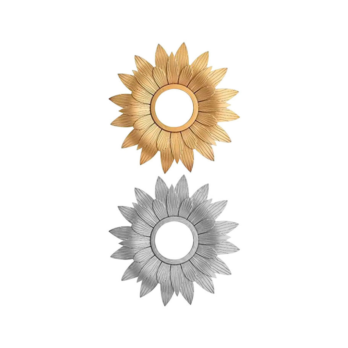 Kesoto Rund Wandbehang Spiegel in Gold mit floralem Design aus Metall für Wohnzimmer und Flur - Bild 3
