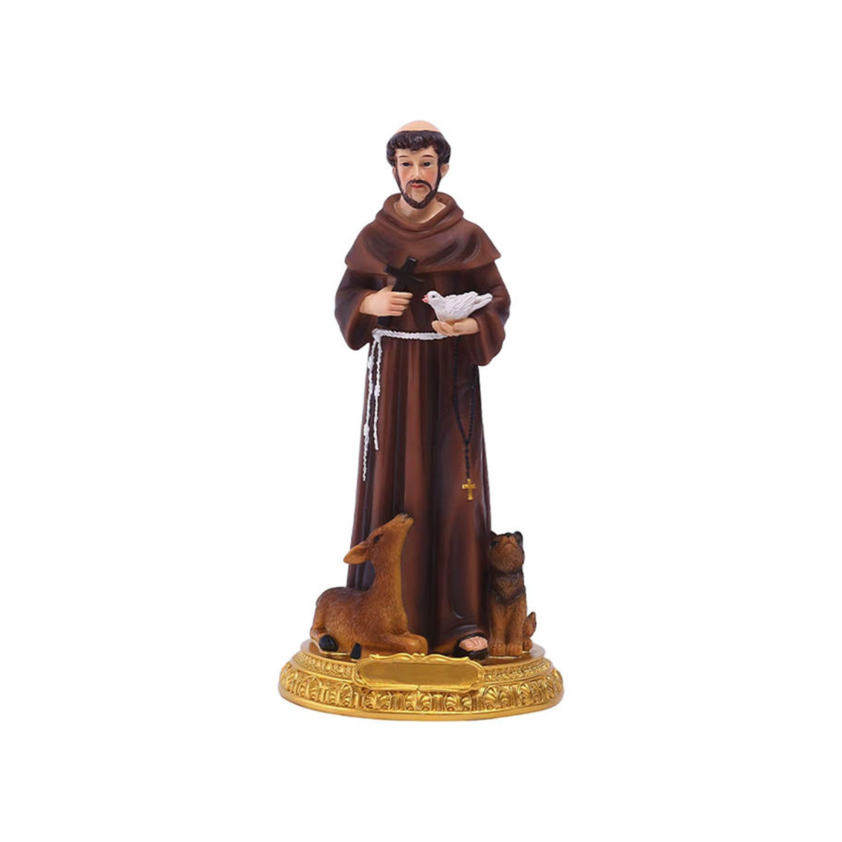 Kesoto Saint Francis von Assisi Statue aus Kunstharz in Braun, dekorative katholische Figur für die Innendekoration, Höhe: 21,8 cm - Bild 4