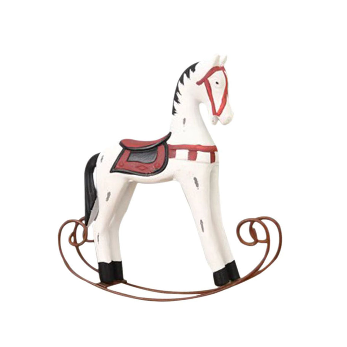 Kesoto Schaukelpferd Ornament in Weiß als klassische Holz-Dekoration für Home Office und Hochzeit - Bild 3