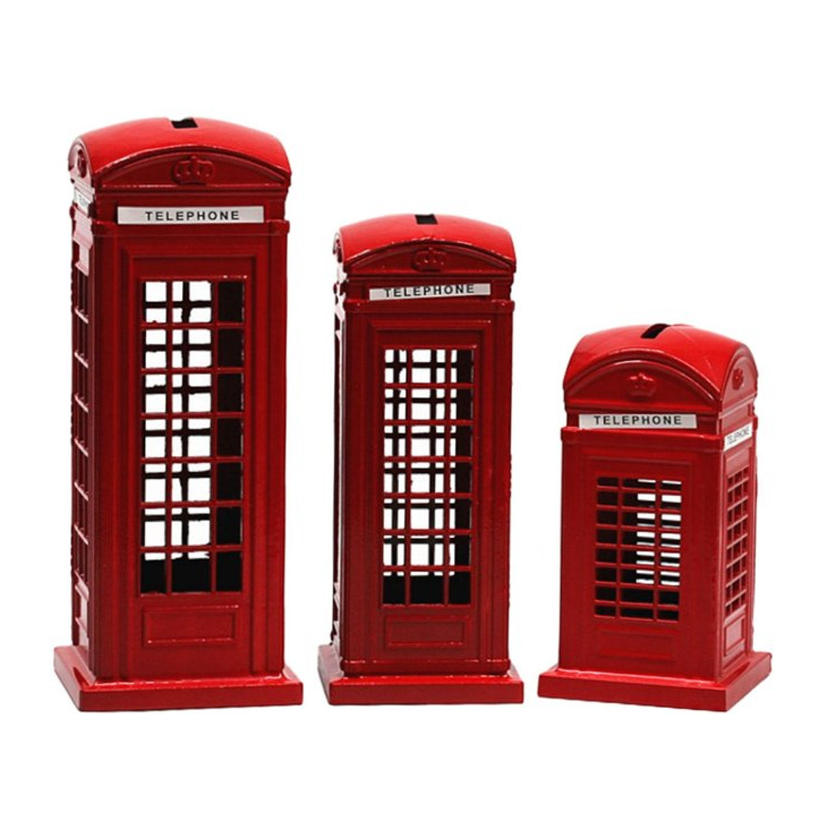Kesoto Sparschwein Telefonzelle als dekorative Figur in Rot im Vintage-Stil für Kinder - Bild 1