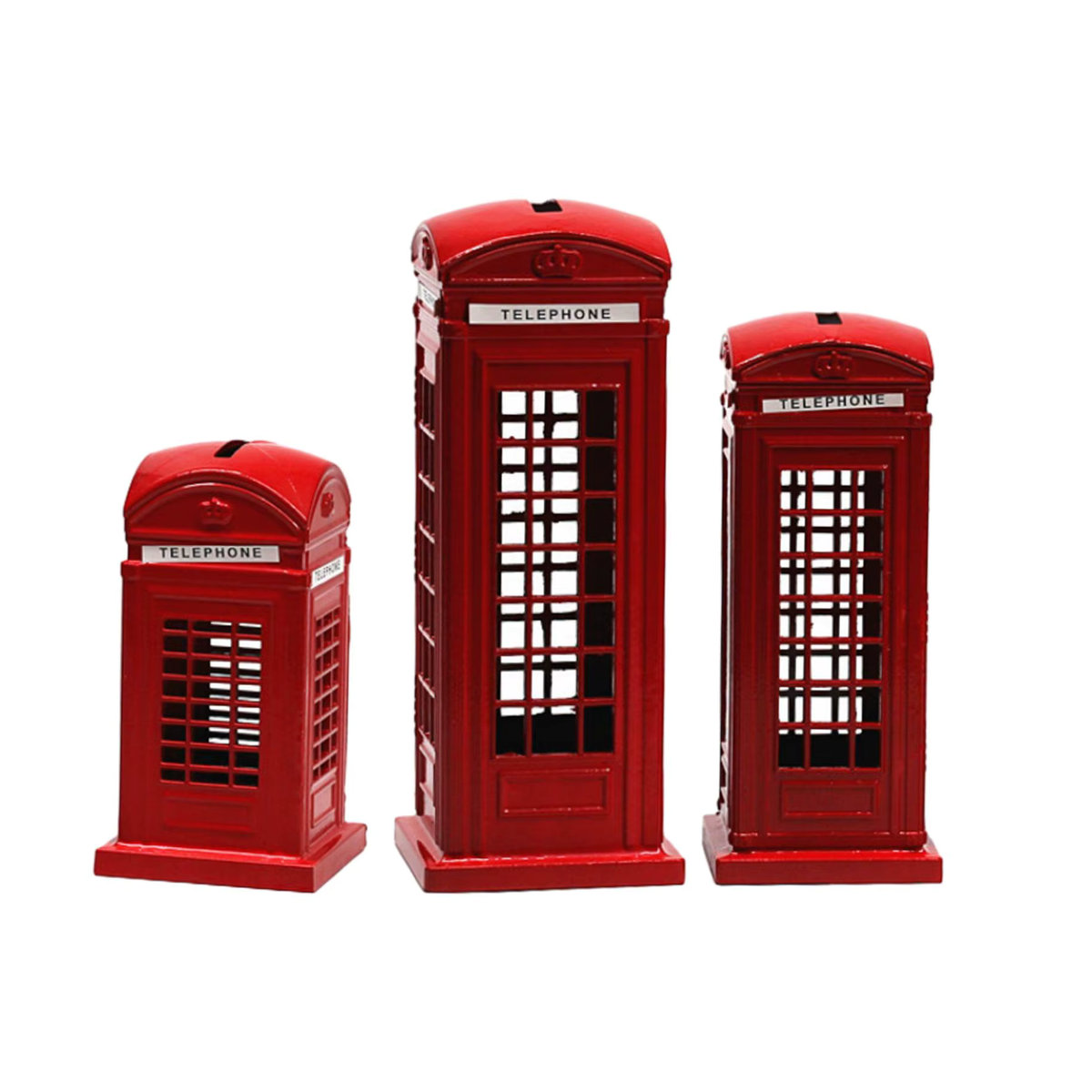 Kesoto Sparschwein Telefonzelle als dekorative Figur in Rot im Vintage-Stil für Kinder - Bild 2