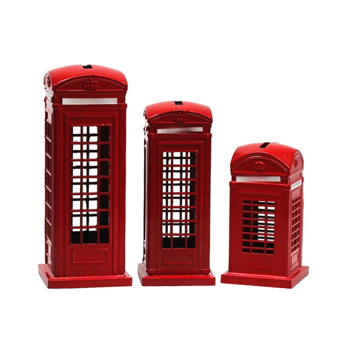 Kesoto Sparschwein Telefonzelle als dekorative Figur in Rot im Vintage-Stil für Kinder - Bild 7
