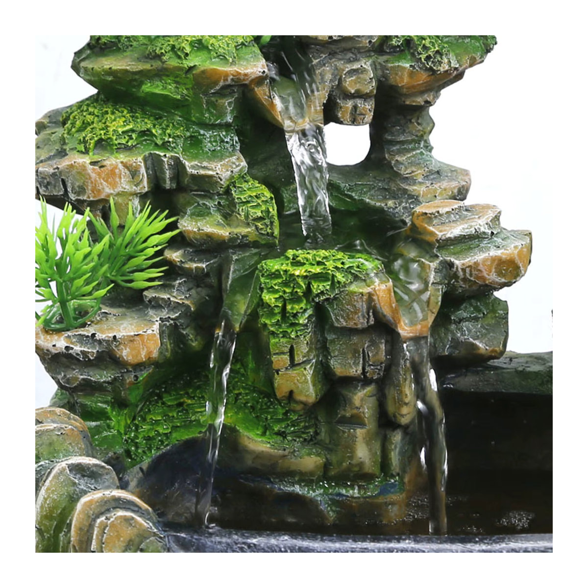 Kesoto Tischbrunnen Wasserfall mit Vernebler aus Polyresin in Mehrfarbig für Steingarten-Dekoration und Entspannung - Bild 4