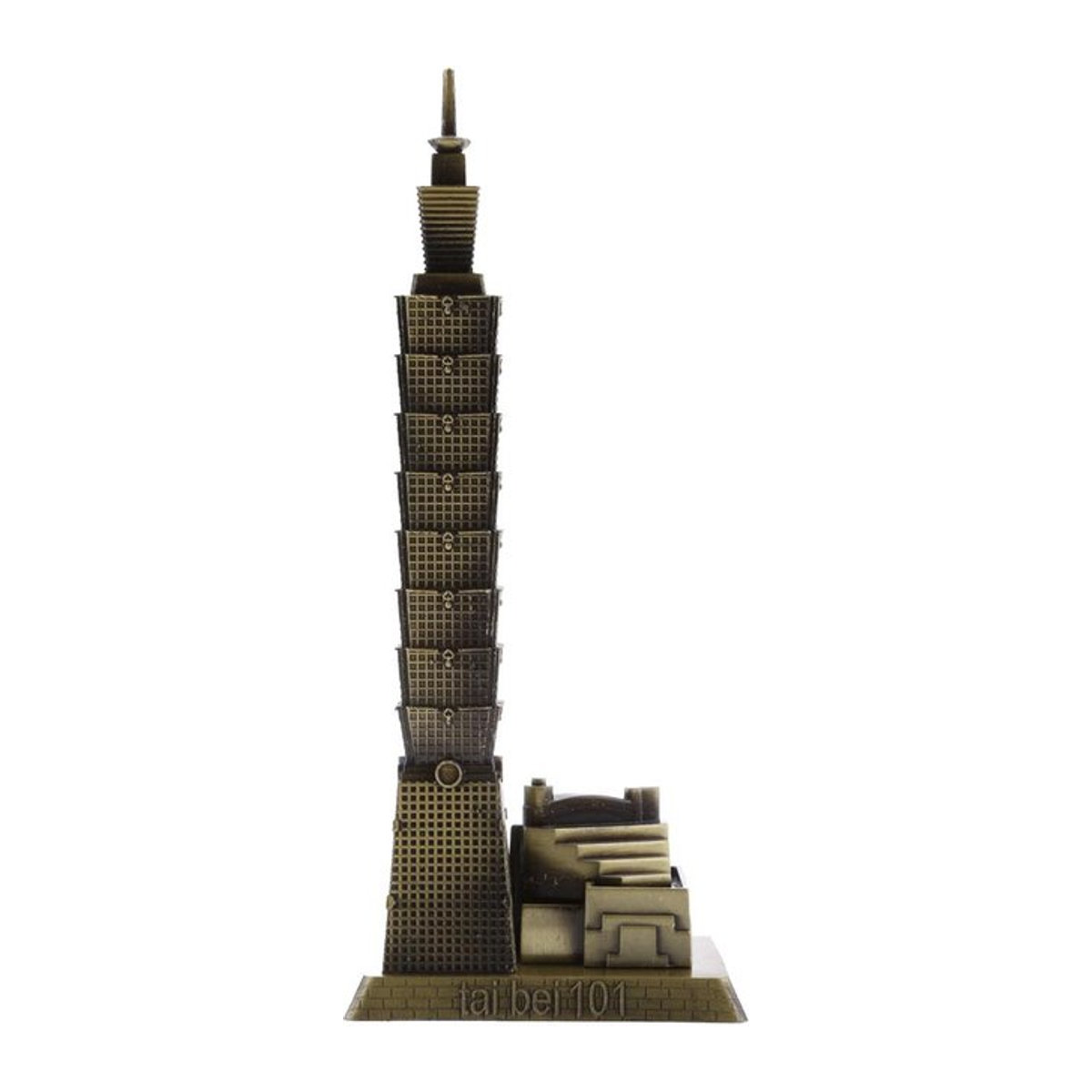 Kesoto Vintage Taipei 101 Turm Gebäude Skulptur aus Metall in Braun - Bild 1