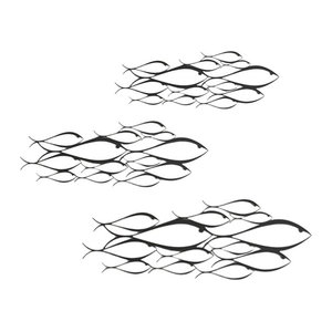 Kesoto Wandskulptur Fisch aus Metall in Schwarz als minimalistische Dekoration für Innen und Außen