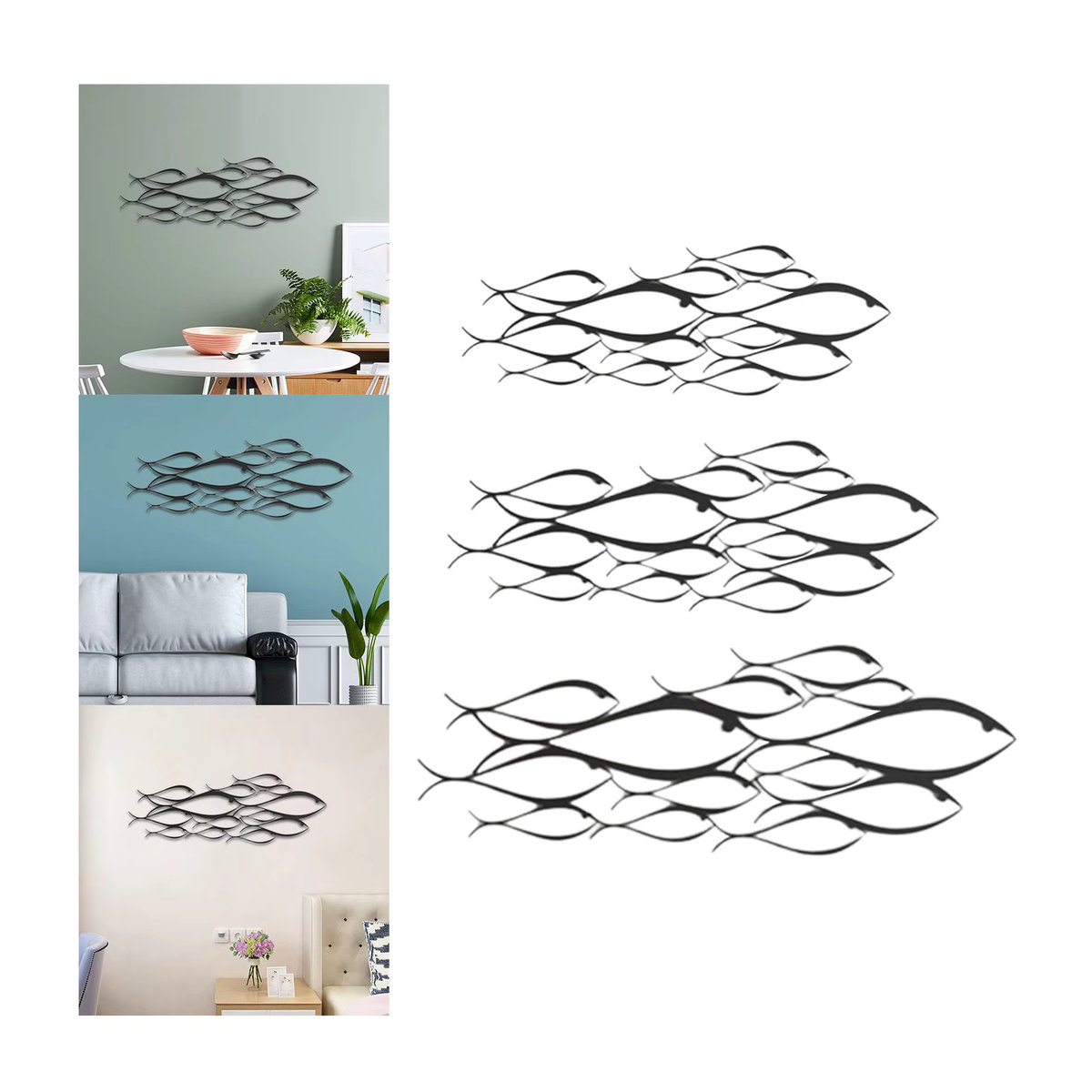 Kesoto Wandskulptur Fisch aus Metall in Schwarz als minimalistische Dekoration für Innen und Außen - Bild 2