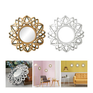 Kesoto Wandspiegel Rund im Skandinavischen Design, Gold, Metall, Dekorativer Rundspiegel für Badezimmer, Flur oder Hotel