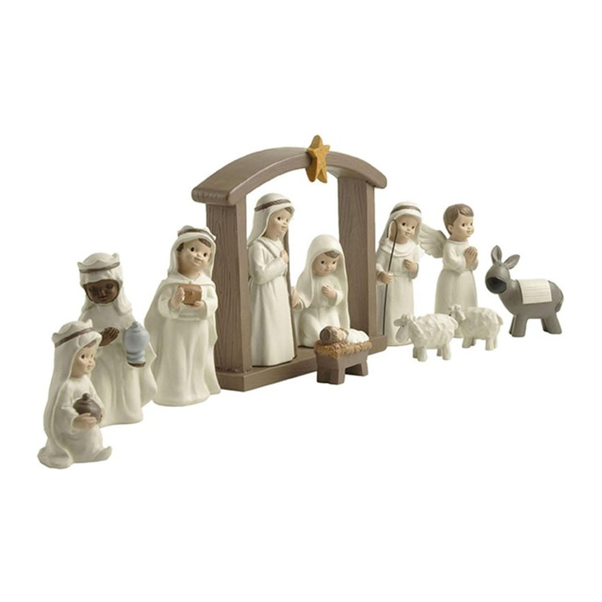 Kesoto Weihnachts Krippe Figurenset aus Keramik und Kunstharz in Weiß für moderne Dekoration - Bild 1