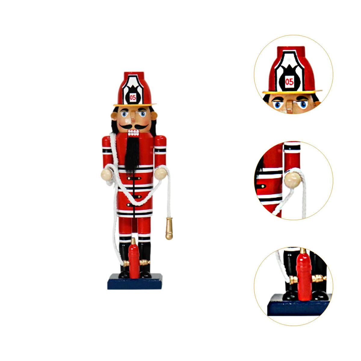 Kesoto Weihnachts Nussknacker Feuerwehr-Soldat aus Holz in Rot - Bild 5