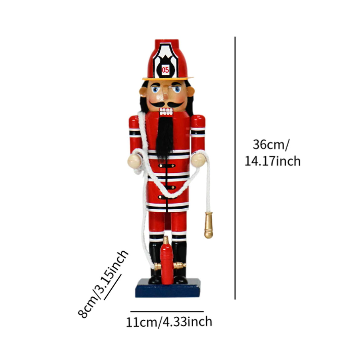 Kesoto Weihnachts Nussknacker Feuerwehr-Soldat aus Holz in Rot - Bild 6