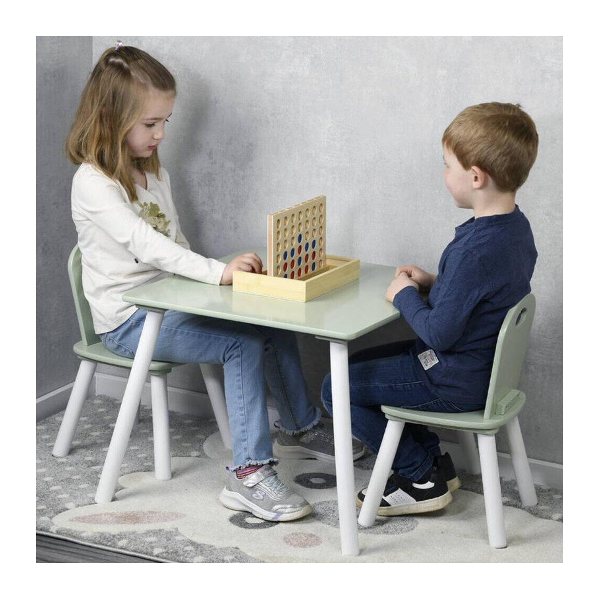 Kesper Kindertisch mit 2 Stühlen in Grün, B/H/L: 55 x 45 x 55 cm - Bild 2