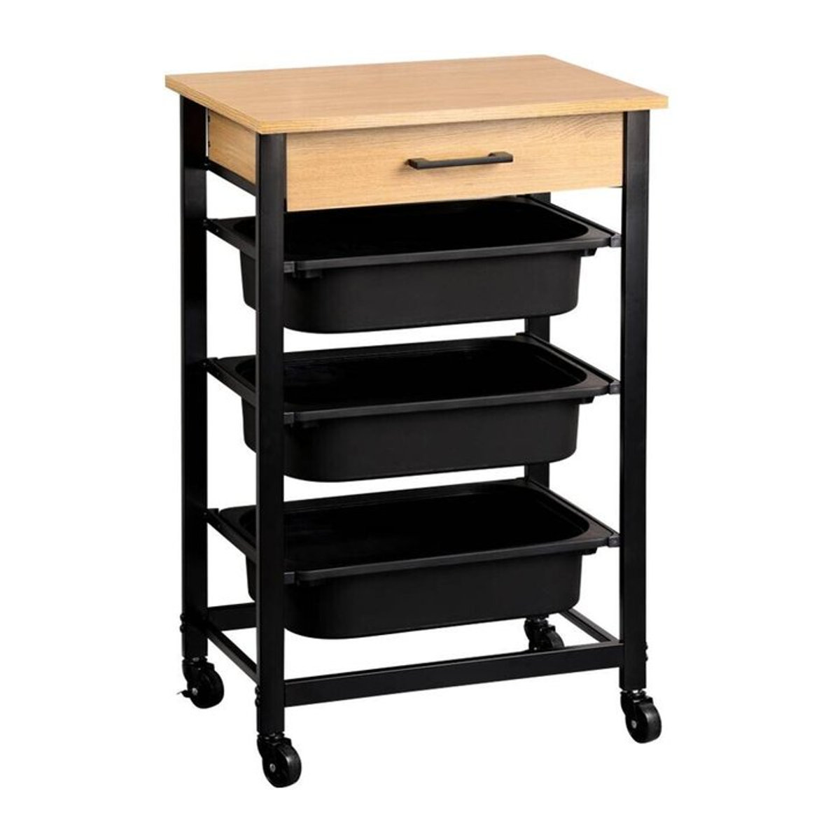 Kesper Küchenwagen im Industrial Design mit 3 Kunststoffbehältern, Farben: Braun, Schwarz oder Schwarz/Weiß, B/T/H: 81,5 x 47 x 37 cm - Bild 1